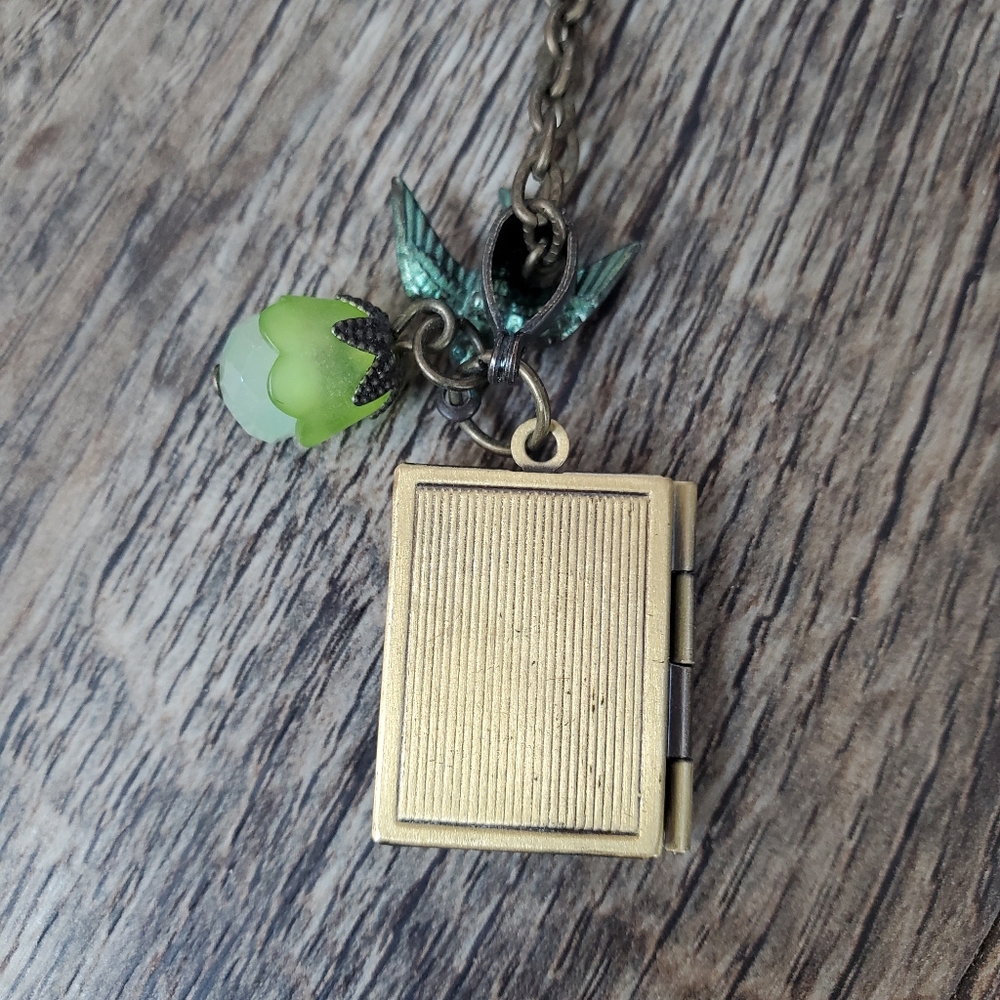 ⭐2/$20 Brass book locket with charms necklace - Picture 4 of 6